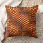 ジュートネットのもつれのように見えるOrangeBrownデザイン クッション (ブランケット)