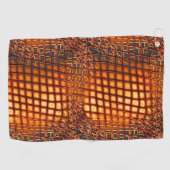 ジュートネットのもつれのように見えるOrangeBrownデザイン ゴルフタオル (横)