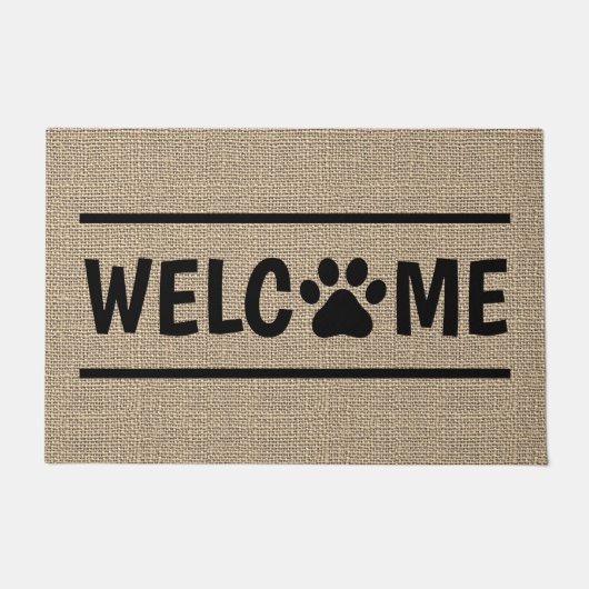 ジュートフェイクヴィンテージスタイリッシュトレンディーウェルカムポー ドアマット (正面)