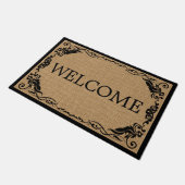 ジュートフェイクヴィンテージスタイリッシュトレンディー歓迎 ドアマット (アングル)