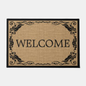 ジュートフェイクヴィンテージスタイリッシュトレンディー歓迎 ドアマット (正面)