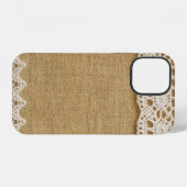 ジュート地＋レース iPhoneケース (裏面横)