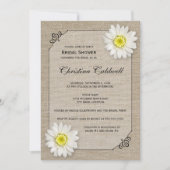 ジュート素朴とホワイトデイジーブライダルシャワー 招待状 (正面)