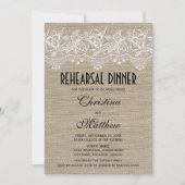 ジュート素朴とレースのリハーサルディナー 招待状 (正面)