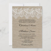 ジュート素朴とレース結婚ズ 招待状 (正面)