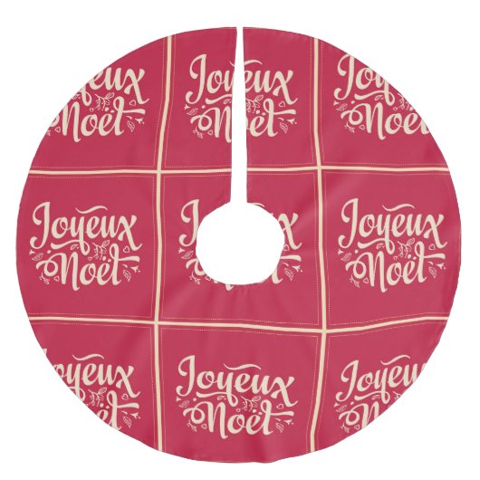 ジューノエルメリフランスのークリスマススワッシーフォント ブラッシュドポリエステルツリースカート (正面)