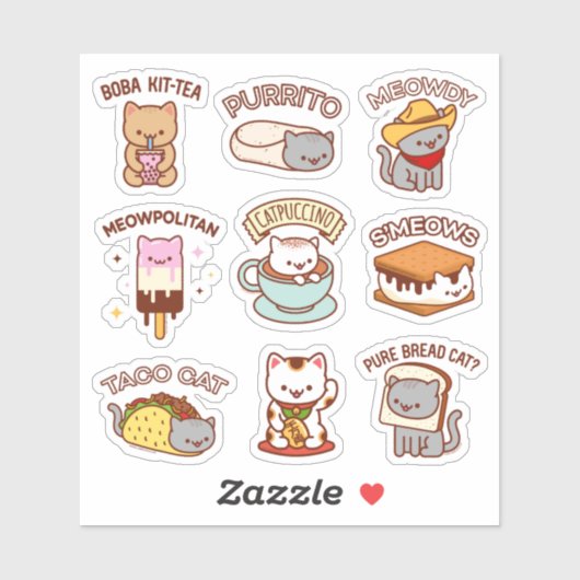 ジュービーな猫たち – 猫ミームのステッカーシート シール (シート)