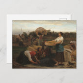 ジュール・ブレトンによって菜種を収穫する農夫の女性 ポストカード (正面/裏面)