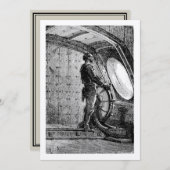 ジュール・ヴェルヌ大尉ノウティラスの舵を取るネモ サンキューカード (正面/裏面)