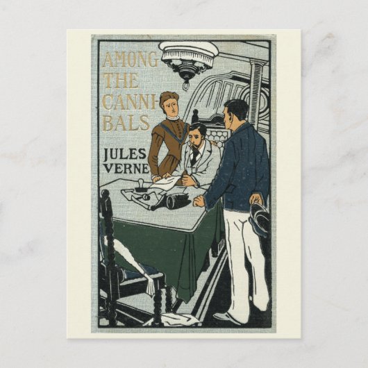 ジュール・ヴェルヌ・アン・ザ・カンニバルズ・ヴィンテージ・ブック・カバー ポストカード (正面)