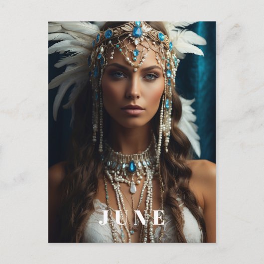 ジューンの誕生日に Bohemian Woman のパール AP53 ポストカード (正面)