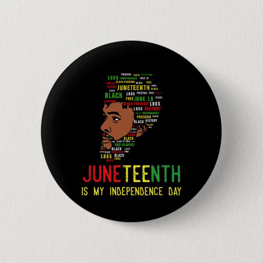 ジューンティーサイン independence day 黒人男性 父の日  缶バッジ (正面)
