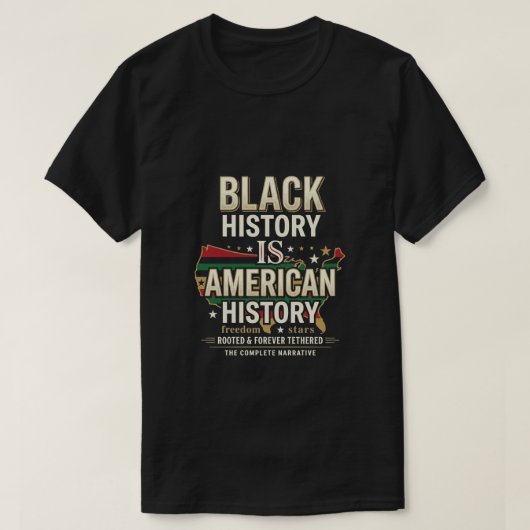 ジューンティーサンクスデー ブラック・アフリカ系アメリカ人の歴史 Tシャツ (デザイン正面)