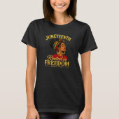 ジューンティーゼント 黒人女性 自由に根ざす Tシャツ (正面)