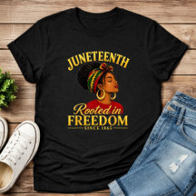 ジューンティーゼント 黒人女性 自由に根ざす Tシャツ