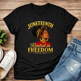 ジューンティーゼント 黒人女性 自由に根ざす Tシャツ