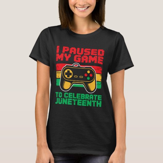 ジューンティーンスの黒人少年を祝してゲームを一時停止 Tシャツ (正面)