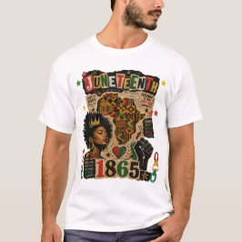 ジューンティーンス1865 ブラック・アフロ・クイーン アフリカ ケンテ地図 Tシャツ