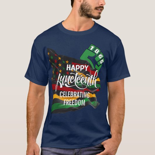 ジューンティーンス アフリカ系アメリカ人の旗 Tシャツ (正面)