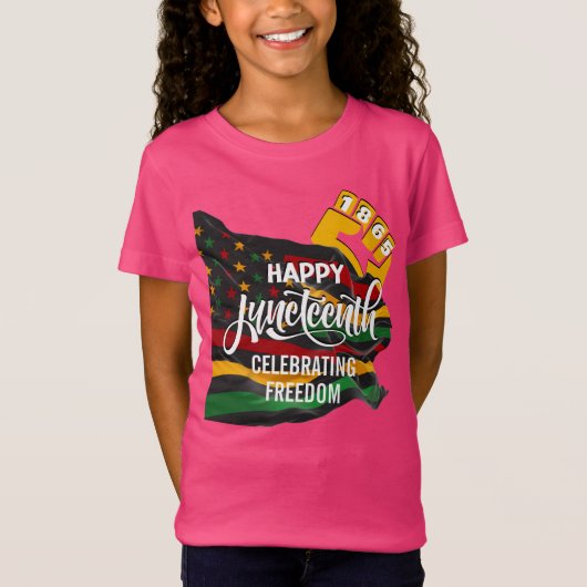 ジューンティーンス・アフリカ系アメリカ人旗 Tシャツ (正面)