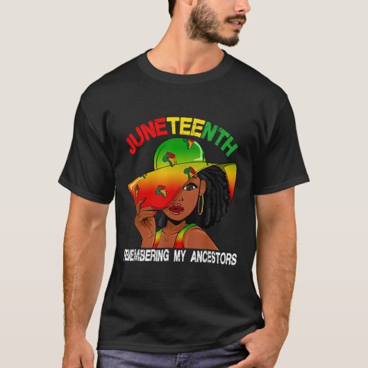 ジューンティーンス 先祖を思い出す 黒人女性 Tシャツ (正面)