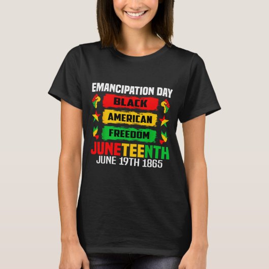 ジューンティーンス 解放記念日 ブラック 6月19日 1865年 Tシャツ (正面)