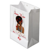 ジューンフラワーバラブラック誕生日クイーンメラニン ミディアムペーパーバッグ (正面アングル)