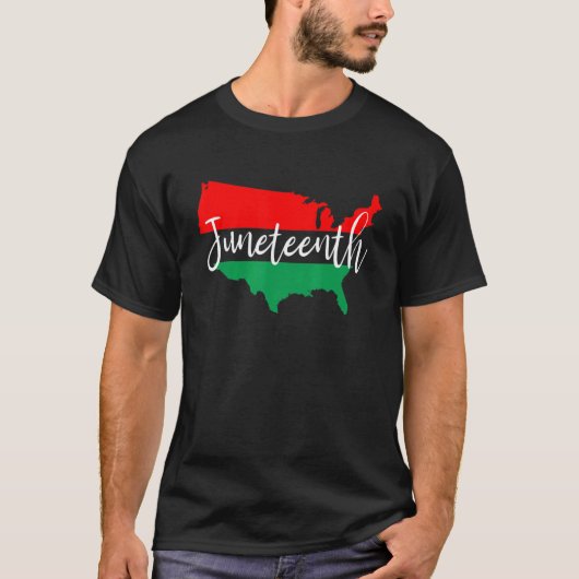 ジューン ティーンス アメリカ マップ アフリカ系アメリカ人 黒人 自由 Tシャツ (正面)