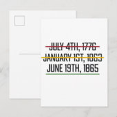 ジューン ティーンス インディペンデンス デー ブラック ヒストリー インビテーションポストカード (正面/裏面)