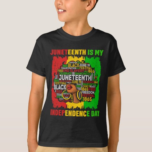 ジューン・テーンス・アフロ・ウーマン 私の独立記念日 Tシャツ (正面)