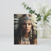 ジューン 女性の誕生日に最適なボヘミアンパールネックレス AP53 ポストカード (スタンド正面)