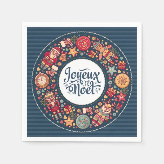 ジュー・ノエル・シッ伝統的ク・クリスマスのフィギュア スタンダードカクテルナプキン (正面)