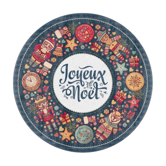 ジュー・ノエル・ヴィンテージ・クリスマスのフィギュアスタイリッシュス カッティングボード (正面)