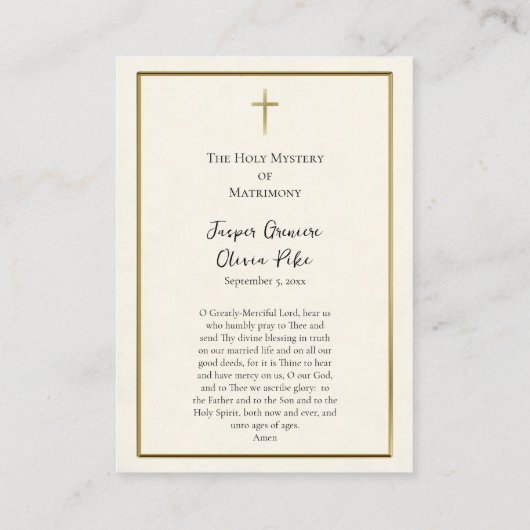 ジョアヒムとアンナ正結婚教の祈りの言葉カード プレイスカード (裏面)