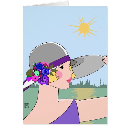 ジョアンヌ-紫色及び青のアールデコのポートレート (正面)