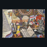 ジョアン・ミロの馬パイプ赤い花 キッチンタオル<br><div class="desc">ダダイストコンテンポラリー、シュルレアリスト、抽象芸術表現主義のジョアン・ミロの「馬のパイプと赤い花絵画」の – 画家と芸術モダン家</div>