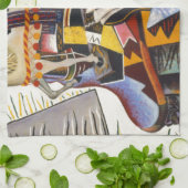 ジョアン・ミロの馬パイプ赤い花 キッチンタオル (折り畳み)