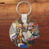 ジョアン・ミロの馬パイプ赤い花 キーホルダー (正面)