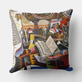 ジョアン・ミロの馬パイプ赤い花 クッション (裏面)