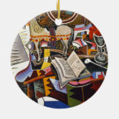 ジョアン・ミロの馬パイプ赤い花 セラミックオーナメント (裏面)