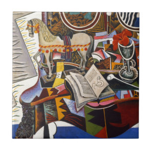 ジョアン・ミロの馬パイプ赤い花 タイル