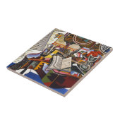 ジョアン・ミロの馬パイプ赤い花 タイル (側面)