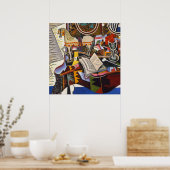 ジョアン・ミロの馬パイプ赤い花 ポスター (キッチン)