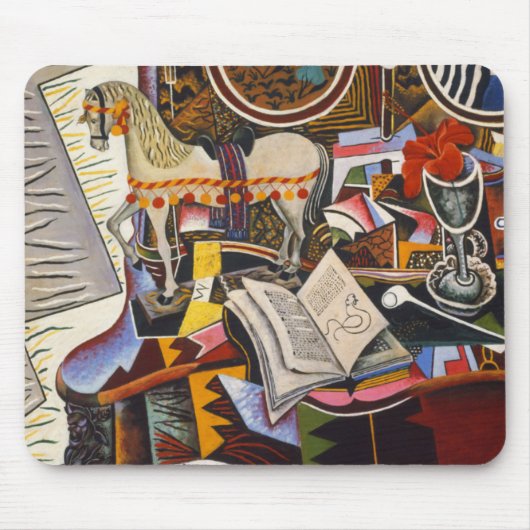 ジョアン・ミロの馬パイプ赤い花 マウスパッド (正面)