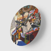 ジョアン・ミロの馬パイプ赤い花 ラウンド壁時計 (傾斜)