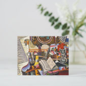 ジョアンMiro著馬の管の赤い花 ポストカード (スタンド正面)