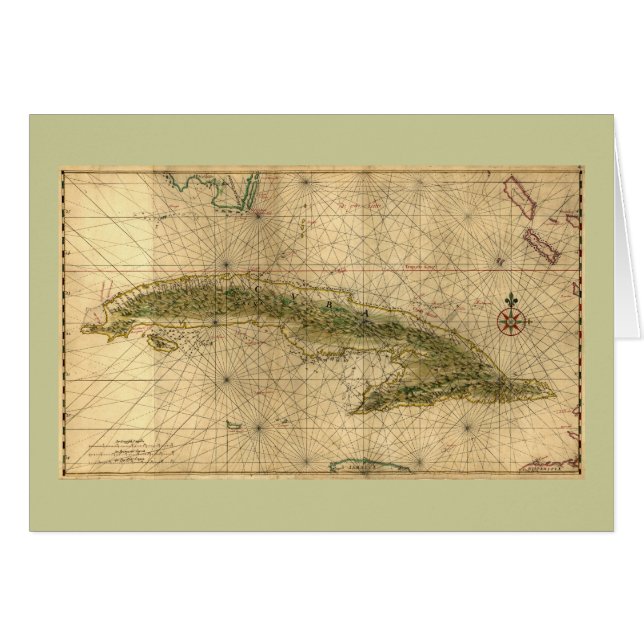 ジョアンVinckeboons著キューバの歴史的な1639地図 (正面横)