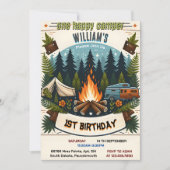ジョイかわいい自然ボーイズ1ハッピーキャンパー1歳 招待状 (正面)