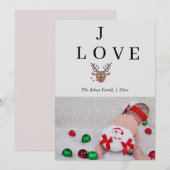 ジョイとラブクロスワードホリデーフォトカード 招待状 (正面/裏面)