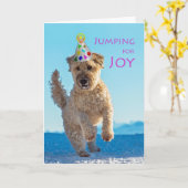 ジョイのためにジャンプ，ウィートテリア，誕生日 カード (黄色い花)